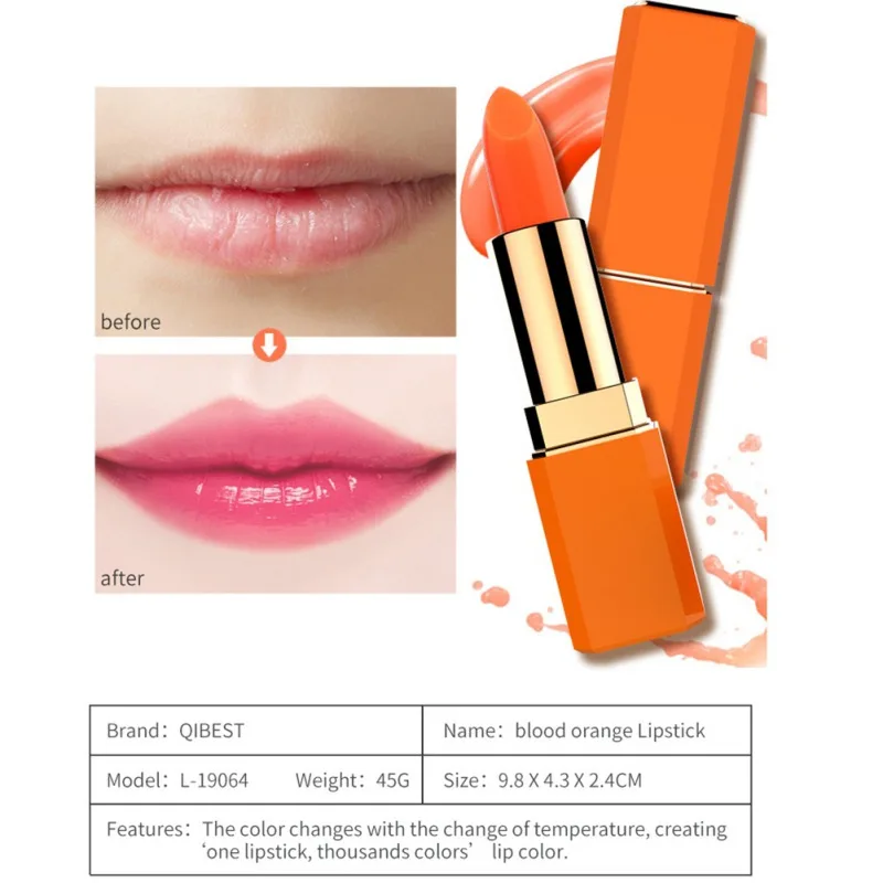 Warm color moisturizing waterproof blood orange temperature change lipstick Warm color moisturizing waterproof blood orange temperature change lipstick