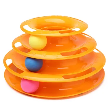 

Three Levels pet cat toy Tower Tracks Disc cat Intelligence Amusement triple pay disc cat toys ball Training Amusement plate