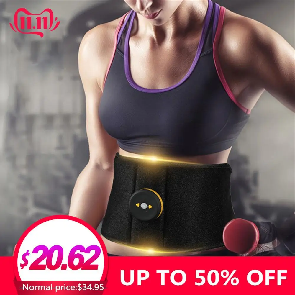 Günstig Muscle Vibration Bauch Fitness Trainer Massager Taille Unterstützung EMS Fettverbrennung Stimulator Für Körper Abnehmen Gürtel Gewicht Verlust