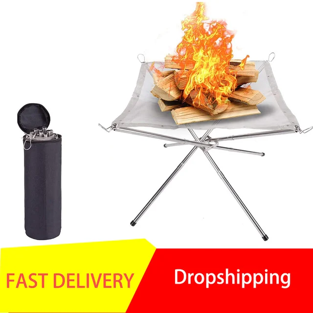 Könnyen Hordozható Kültéri Tűzhely, Összeomló Acélháló Kandalló - Kiváló Kempinghez, Hátsó Udvarhoz És Kerthez Hordozó Táska