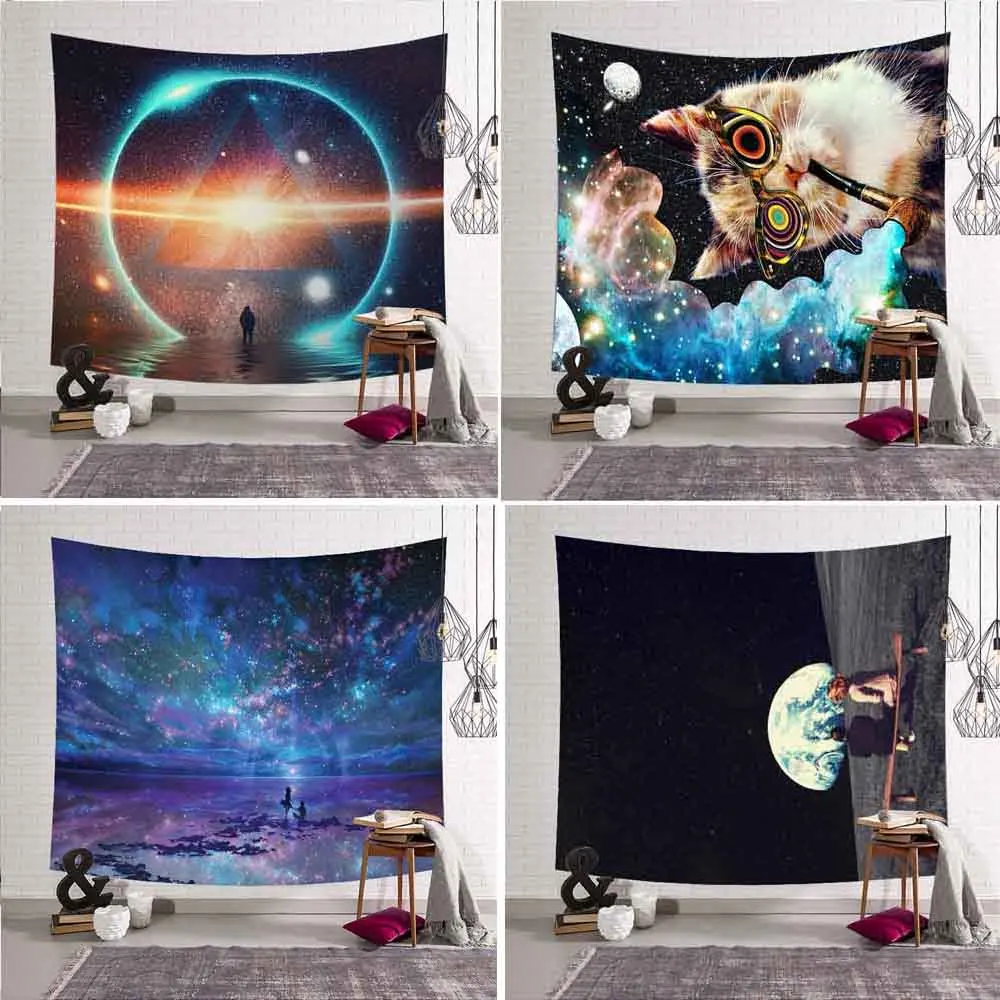 

Psychedelic Starry Sky Animal Tapestry Wall Hanging Aesthetic Home Background Corridor Bedroom Living Room Mural Decoration