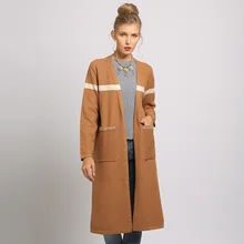 New Autumn Winter Women Casual Long Knitted Outwear V Neck Pockets Ladies Loose Cardigan Striped Sweater Coat Rebeca Mujer 2020