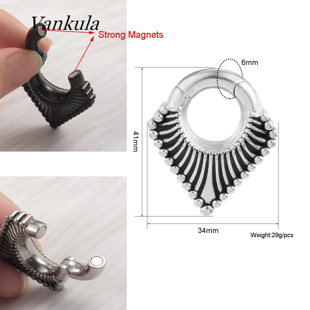 Vankula 2pcs 316L Stainless Steel Ear Weights New Fashion Plugs Tunnels Magnet Body Piercing Earrings Ear Expander Gauge Hanger