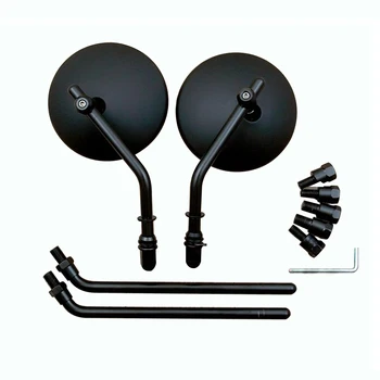 

10mm Round Motorcycle Rear View Mirrors Black Retro Cafe Racer Side Mirror For xsr900 honda rebel ducati monster 696 xsr700