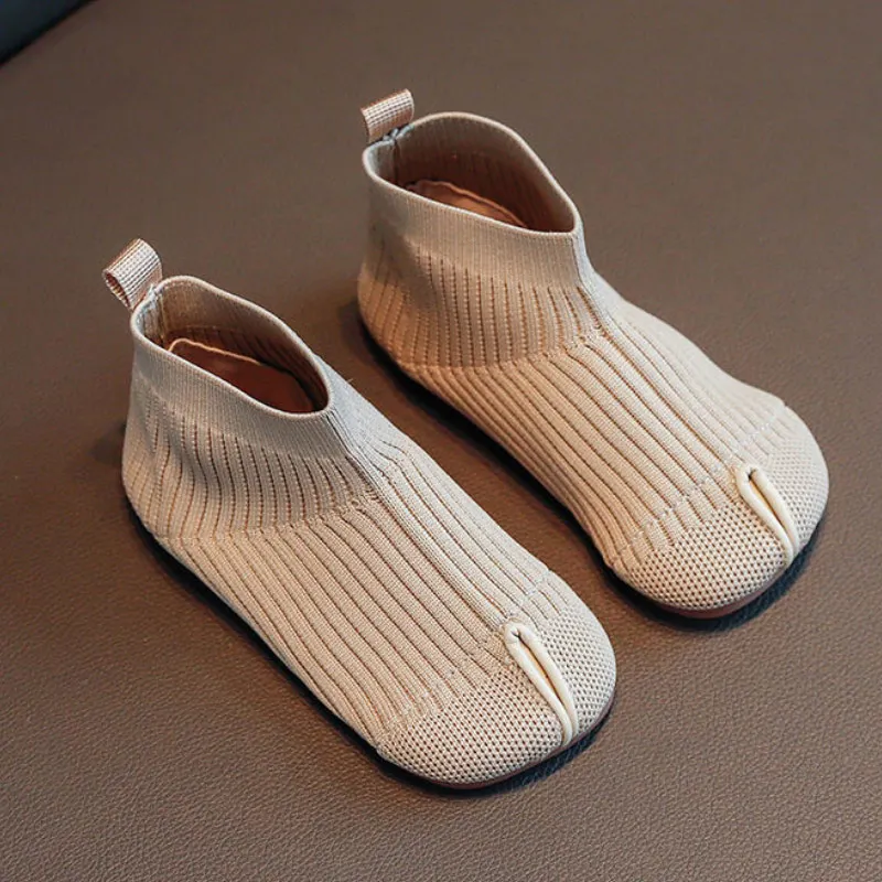 

Elastic Band Shoes Children Socks Sneakers Flat Baby Sock Shoes With Rubber Soles Soft Kids Summer Casual Sneakers Beige Black