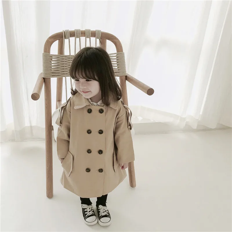 Милые куртки для девочек детская модная ветровка с двойной грудью пальто одежда