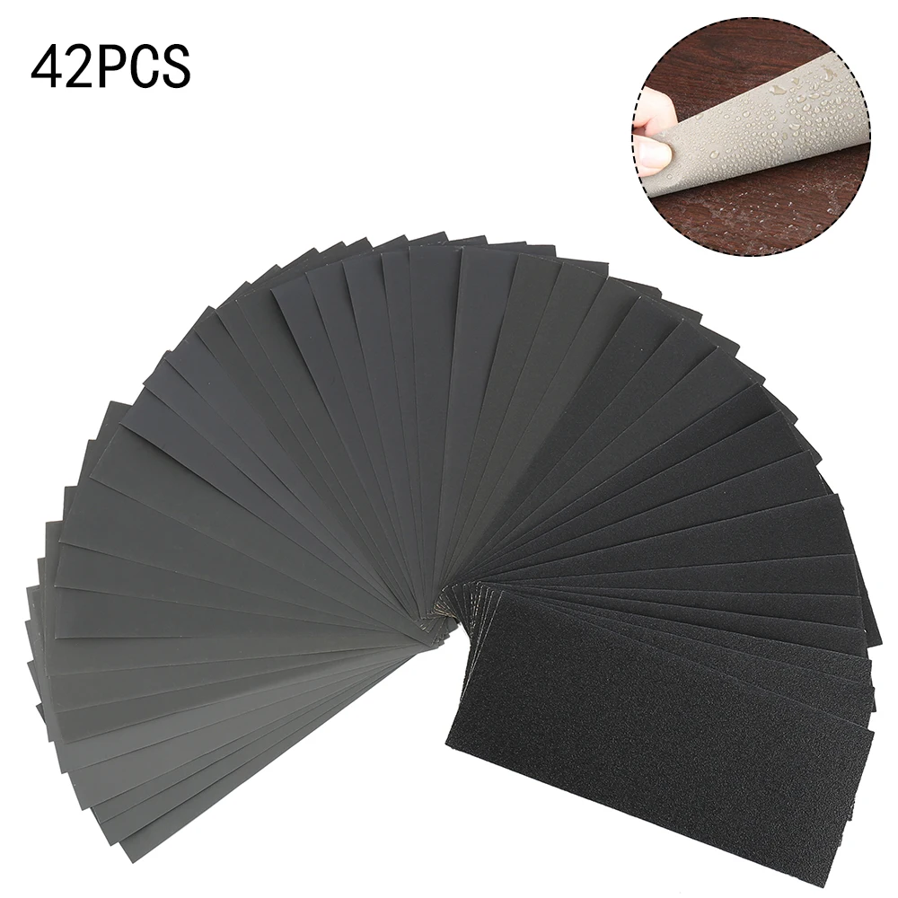 

42pcs Sandpaper Waterproof Abrasive Sand Paper Silicone Carbide Grinding Polish Tool Metal Wood Abrasive Tools 120-3000 Grit