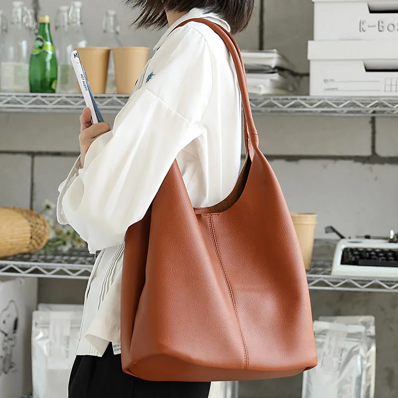 Soft Leather Tote Bag, Brown Leather Purse | Mayko Bags Brown