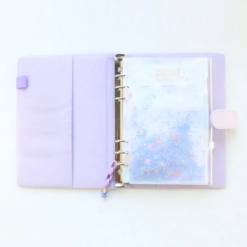 purple set Новинка macaron офисные школьные спиральные блокноты канцелярские товары, милая Личная папка еженедельник органайзер, розовое золото, A5A6 - Цвет: purple set