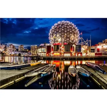 

5D DIY Diamond Painting Canada Vancouver Science World Night scene scenery Cross Stitch Needlework Home decorations