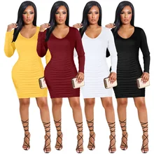 Robe moulante à manches longues pour femmes, tenue décontractée, Streetwear, slim, Clubwear, soirée