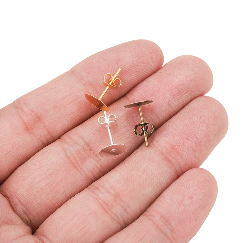 4//6//8//10MM Stainless Steel Blank Stud Base Fit Cabochon Earring Findings