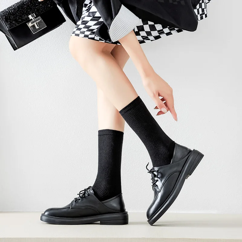

British Style Womens Derby Shoes Casual Female Sneakers Clogs Platform Flats Autumn Round Toe All-Match 2019 Fashion Women's