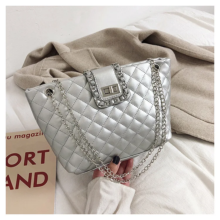 

2020 New Style Large-Volume Chain WOMEN'S Bag Western Style Textured Rhombus Shoulder Bag Versatile Korean-style Fashion Shoulde