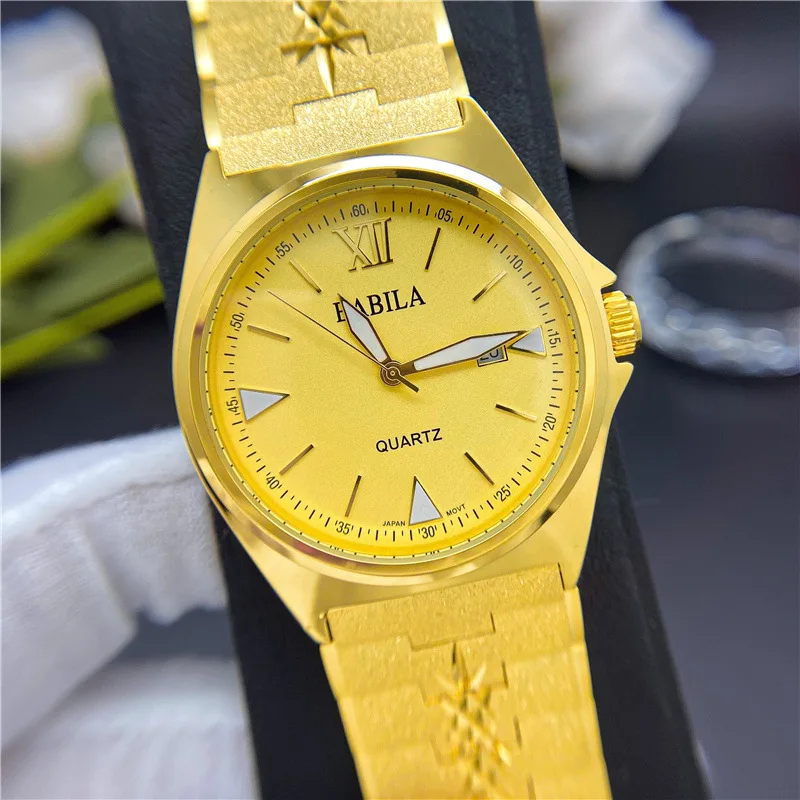 Orologio da uomo galvanico in oro 24 carati calendario ghiacciato orologi  d'oro quadrante grande modello intagliato retrò cinturino in acciaio  orologi da polso|Quartz Watches| - AliExpress