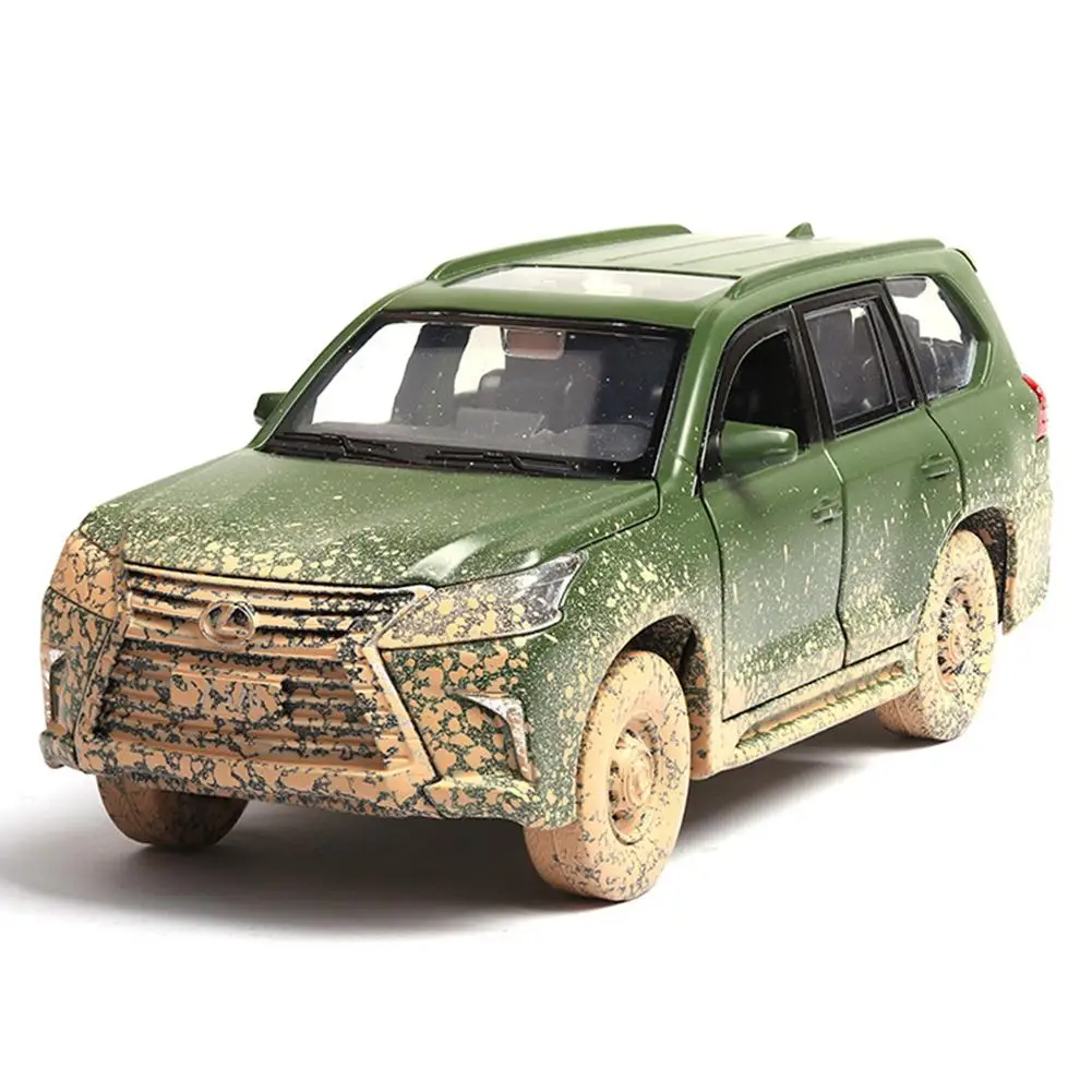 A 1:24 модель автомобиля из сплава литая под давлением металлическая Шесть Дверей звук и светильник военная версия SUV модель игрушки для Lexus LX570 - Цвет: A