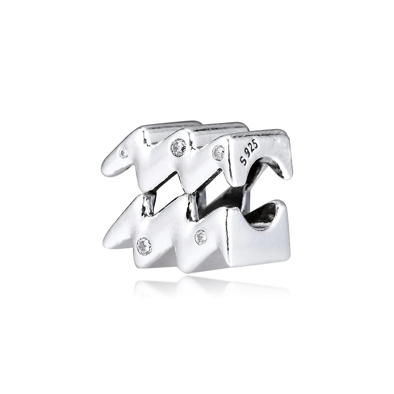 CKK подходит для браслета Pandora, сверкающий знак зодиака Водолей, Шарм Для Подвески для изготовления украшений, серебро 925, оригинальная бусина