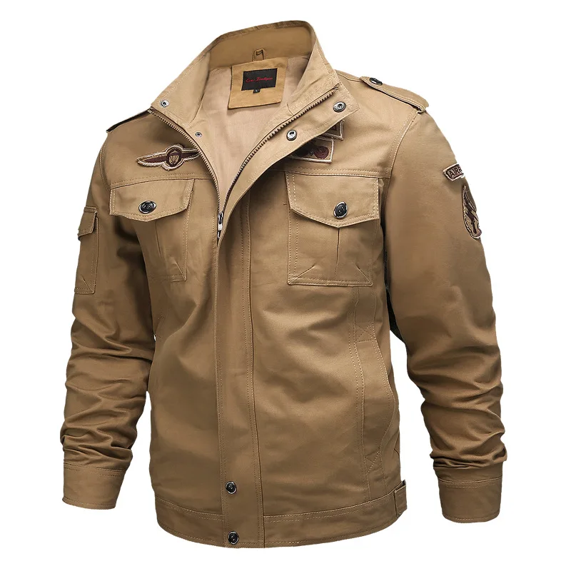 Военная куртка, зимняя новая хлопковая Мужская куртка, Мужская теплая летная куртка средней длины, уличная Военная Боевая куртка, M-6XL пальто - Цвет: Khaki
