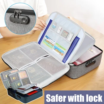 

Large Capacity Files Storage Bag Double/Three Layer Passports Organizer Bag with Lock Waterproof for Travel H-best