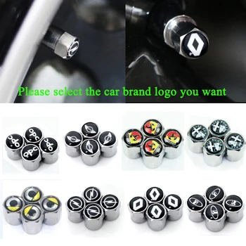 

4Pcs Silver Metal Car Wheel Tire Air Valve Caps Stem Cover with Color Brand Logo for Alfa Romeo Renault Audi Mercedes Honda Bmw
