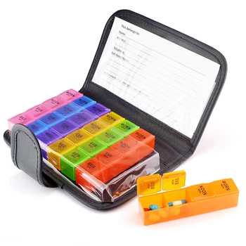 

2pcs Wallet Type Weekly 7 Days Pill Box 28 Compartments Pill Organizer Plastic Medicine Storage Dispenser Cutter Drug Cases