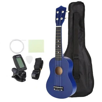 

21'' 12 Fret Soprano Ukulele Beginner Basswoood Ukelele Stringed Musical Instrument with Gig bag+Tuner+Strings+Pick+Cloth