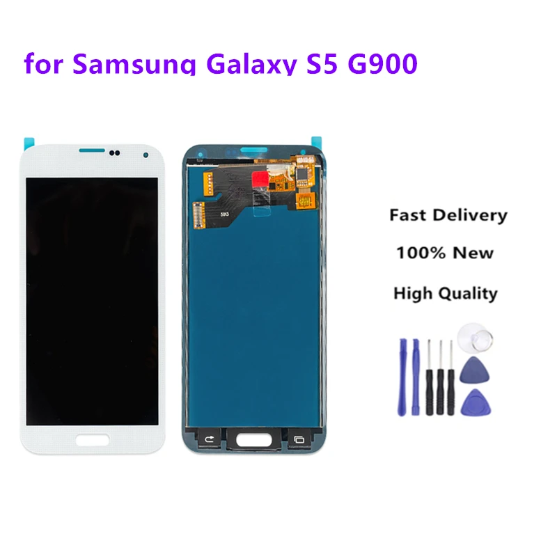

LCD For Samsung S5 LCD G900F G900A Display G900P G900T Touch Screen Digitizer for Galaxy S5 Replacement Part No Home Button