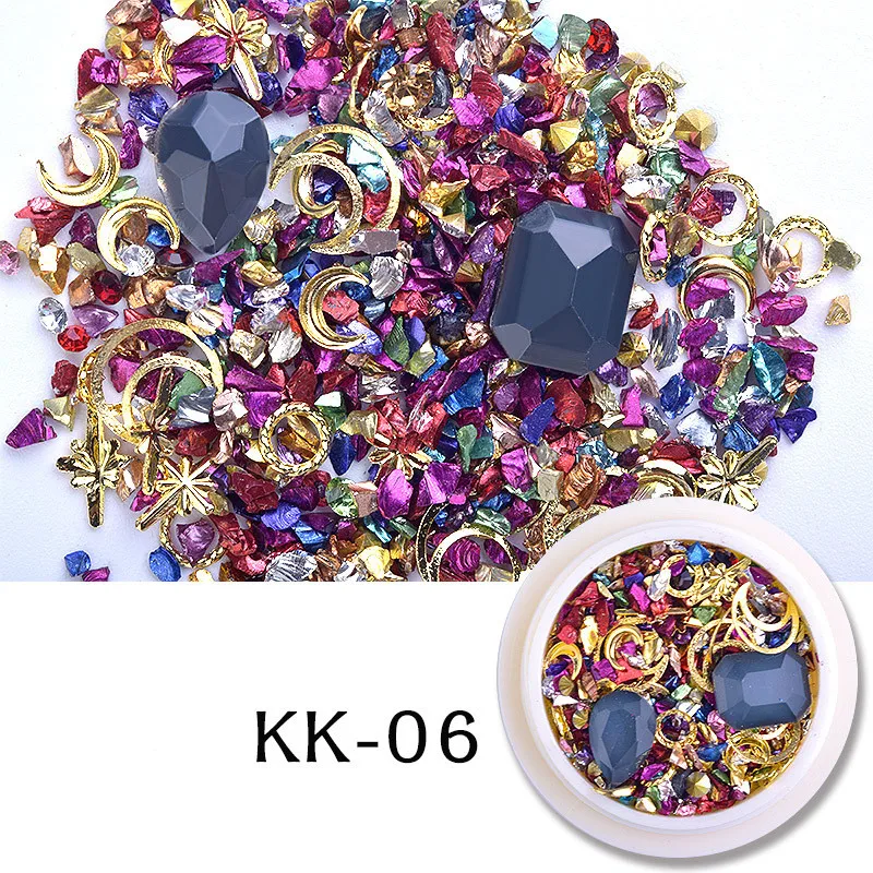 KK-06 18 цветов, украшение для ногтей в виде раковины для японского дизайна ногтей, Необычные 3D украшения для ногтей, смешанные стильные стразы, украшения для DIY - Цвет: KK-06