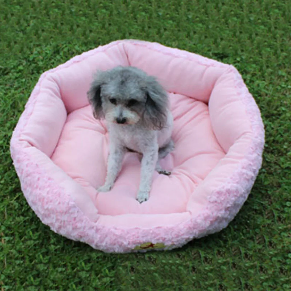 PINK Dog Bed Warm Sleeping Bed Comfortable Plush Kennel Dogs Pet Litter Deep Sleep Cat Litter Sleeping Beds Pet Product Hot Sale@47 - Цвет: PINK