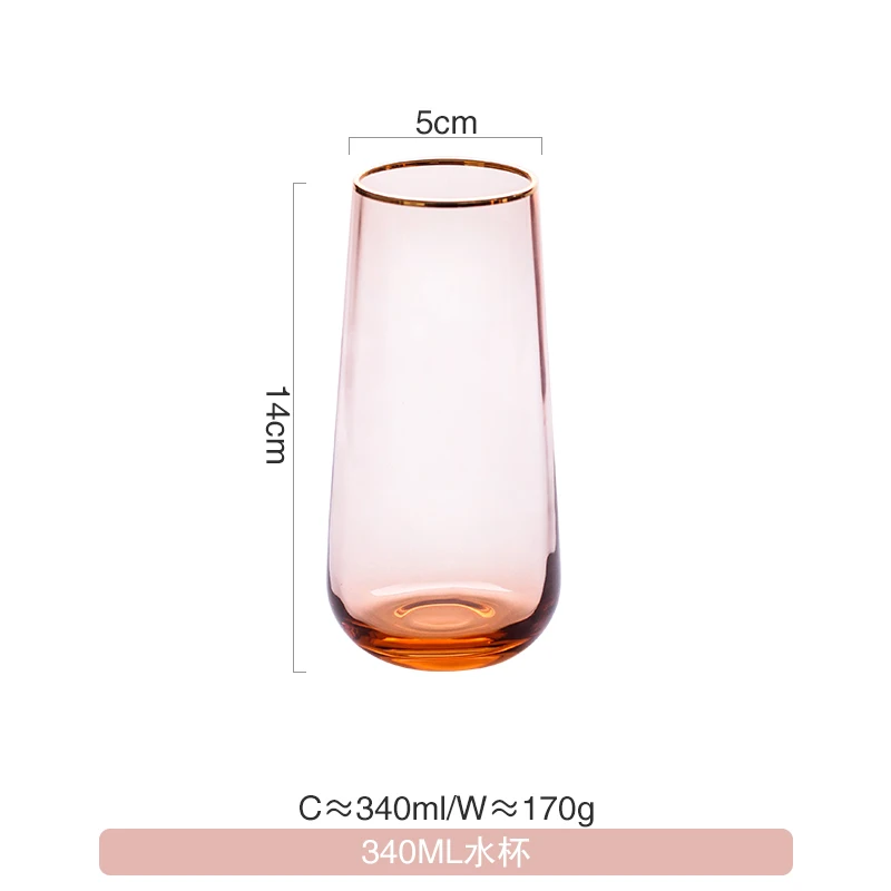 Water Glass-340ml Бокал для питья es золотой ободок бокал для шампанского кружка бокал для вина бокал для коктейля бокал для виски кружки для десерта стекло для мороженого - Цвет: Water Glass-340ml