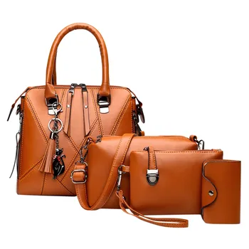 

4 Pcs Women Handbag Sets Women's 4 Piece Fashion Wallet Purses And Handbags Sets Leather Shoulder Bag Malas De Senhora #3