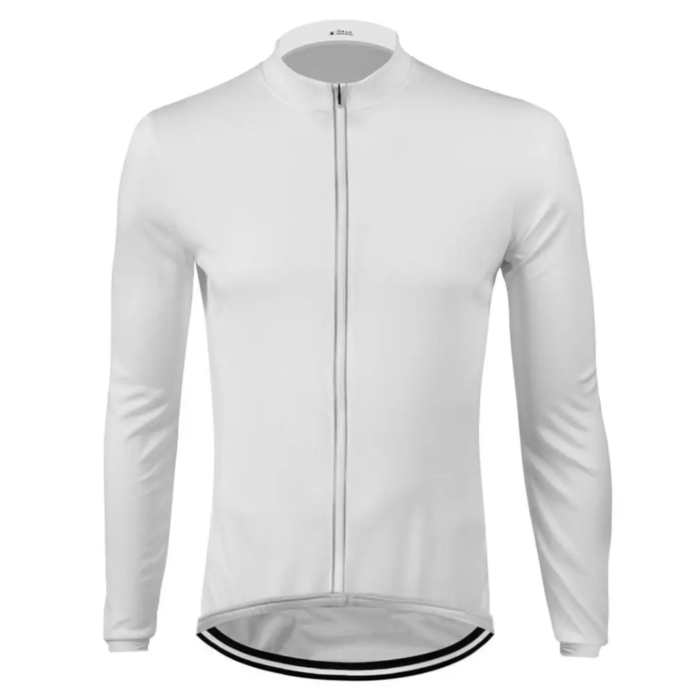 White Long Cycling Jersey MTB Bicycle Shirt Bike Wear Gel Pad Clothing