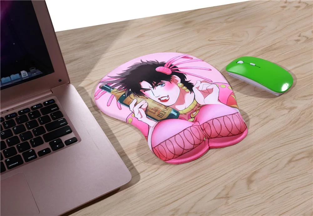 FFFAS JoJo Joseph Joestar 3D Wrist Rest Mouse Pad Mat Pink Jo Jo Bizarre Adventure Mousepad for Laptop PC