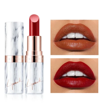 

9 Colors Moisturizing Lipstick Velvet Matte Long Lasting Lipstick Marble Pattern Tube Sexy Brown Red Lip Stick Makeup Cosmetics