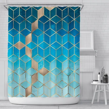 

Nordic Creative Curtains Geometric Colorful Printing Waterproof Shower Curtain Washable Rideau Douche Bath Decoration EC50YL