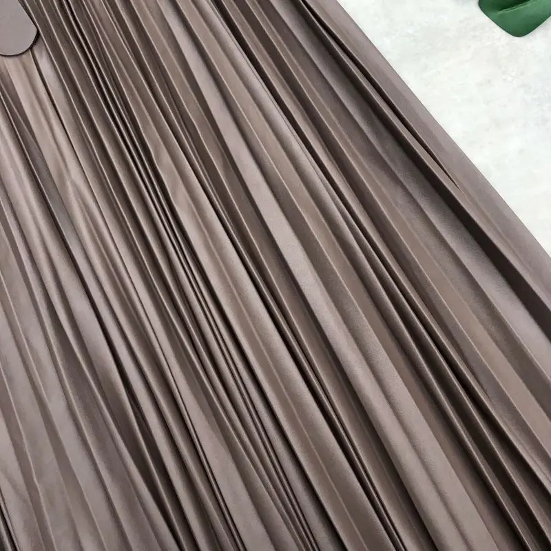 Neophil Women PU Faux Leather Runched Belt Skirts Paperbag Bud Waist Wavy Pleated Latex Crinkle Female Winter Long Skirt S21803
