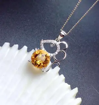 

Lovely Mouse Natural And Real Citrine necklace Natural real 925 sterling silver Citrine Pendant