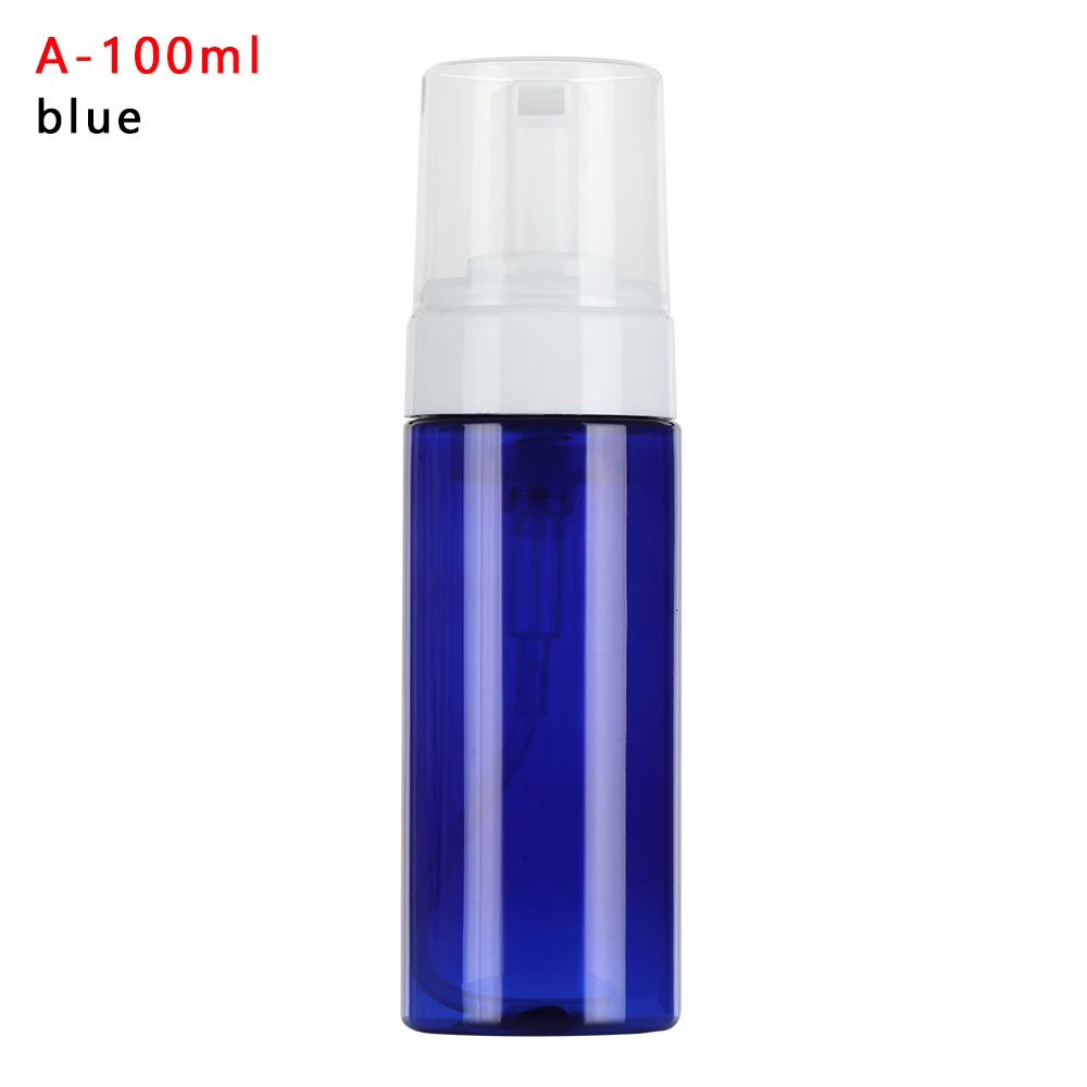 50/80/100/150 мл прозрачная синяя бутылка для жидкого мыла жидкое мыло для Мусса контейнеры для розлива Шампунь Лосьон гель для душа насосный дозатор для пены бутылки - Цвет: A-100ml	blue