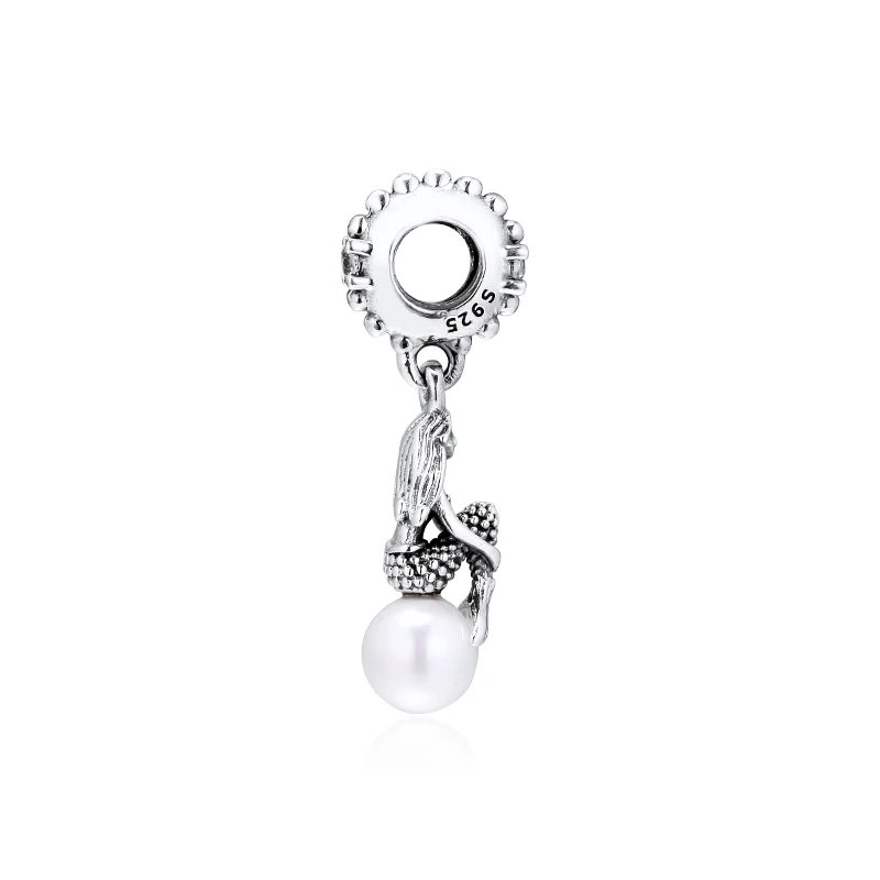 Подходит для браслетов Pandora, светящиеся Висячие бусины Ариэль 925 пробы-серебро-ювелирные изделия