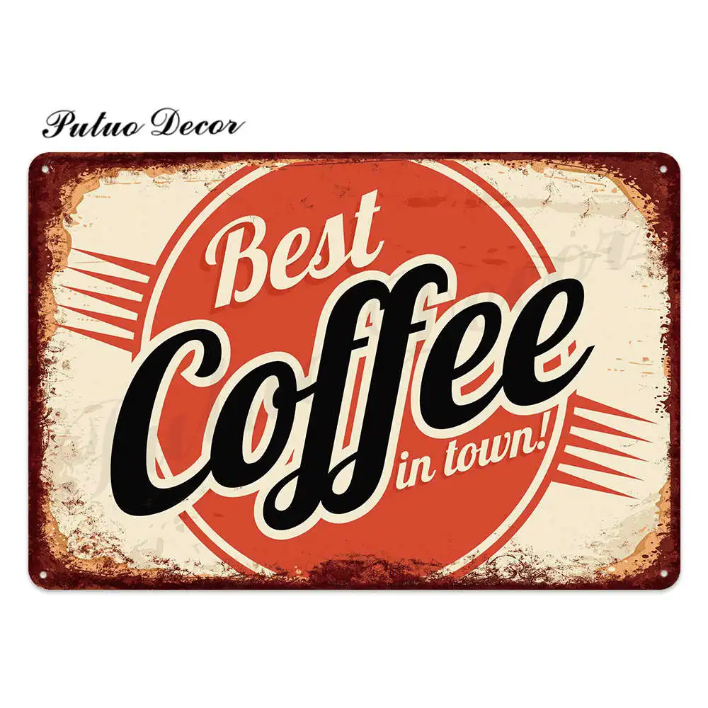 Кофейная вывеска винтажная металлическая вывеска металлический винтажный Настенный декор для кухни кофе Бар Кафе Ретро жестяной знак металлические плакаты - Цвет: TH0153