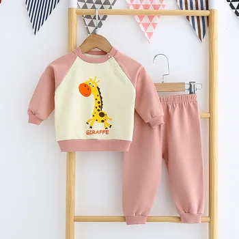 

Children's Suit 0-2year Boys girls Cotton Cartoon giraffe Kids Baby Clothes kids T shirt+ Pants2pcs Long sleeve Clothing Sets