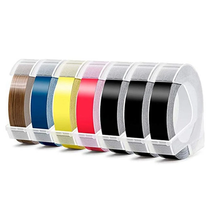 

7Pcs Embossing Tape Self-Adhesive 3D Plastic 9mm x 3.0m Label Maker Tape Compatible with Dymo Junior Label Maker