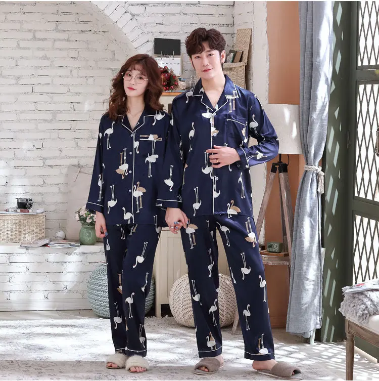FZSLCYIYI Sleepwear Women's Couple Pajamas Pijamas Women Satin Pyjama Woman Home Wear Silk Pyjama Set Home Suit Big Size 3XL men's silk pajamas