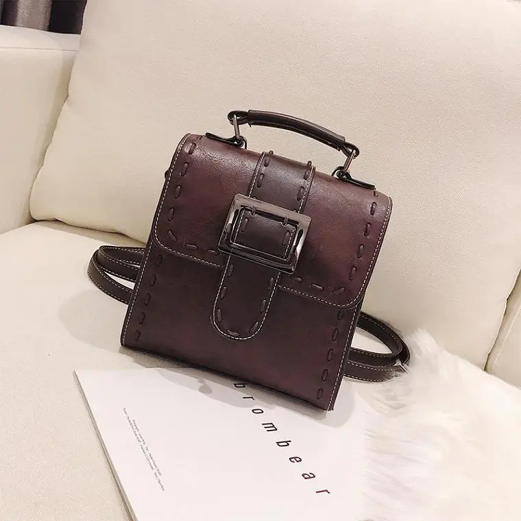 PU Leather Women's Fashion Multipurpose Backpack Shoulder Bag Zipper for Mobile Phone Keys Travel Backpack Bags WH64 - Цвет: dark brown