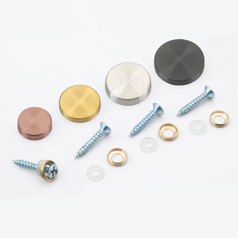 4Set 304 stainless steel mirror screw cap Decor Cover Golden Flat Advertisement upholstery nails Glass Fastener Hooks Hardware |