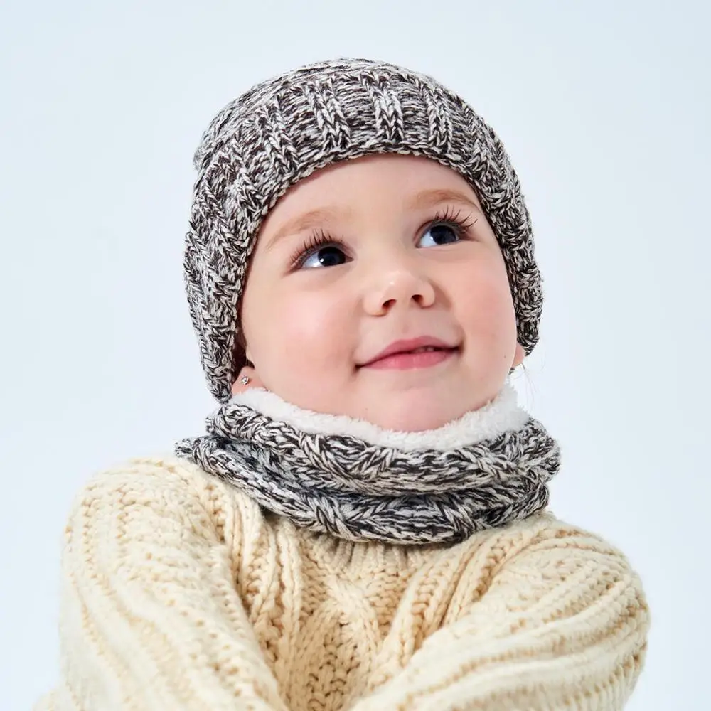 REAKIDS/ осенне-зимний детский головной убор, шапка вязанная, костюмы для мальчиков и девочек, вязаная шапка, шарф, шапка, детский шарф, шапка, комплект
