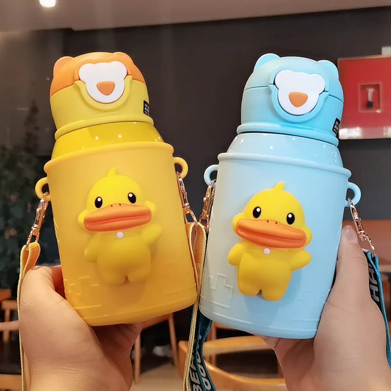 Cartoon Children's Thermos Mug 316 Stainless Steel Straw Cup Cute