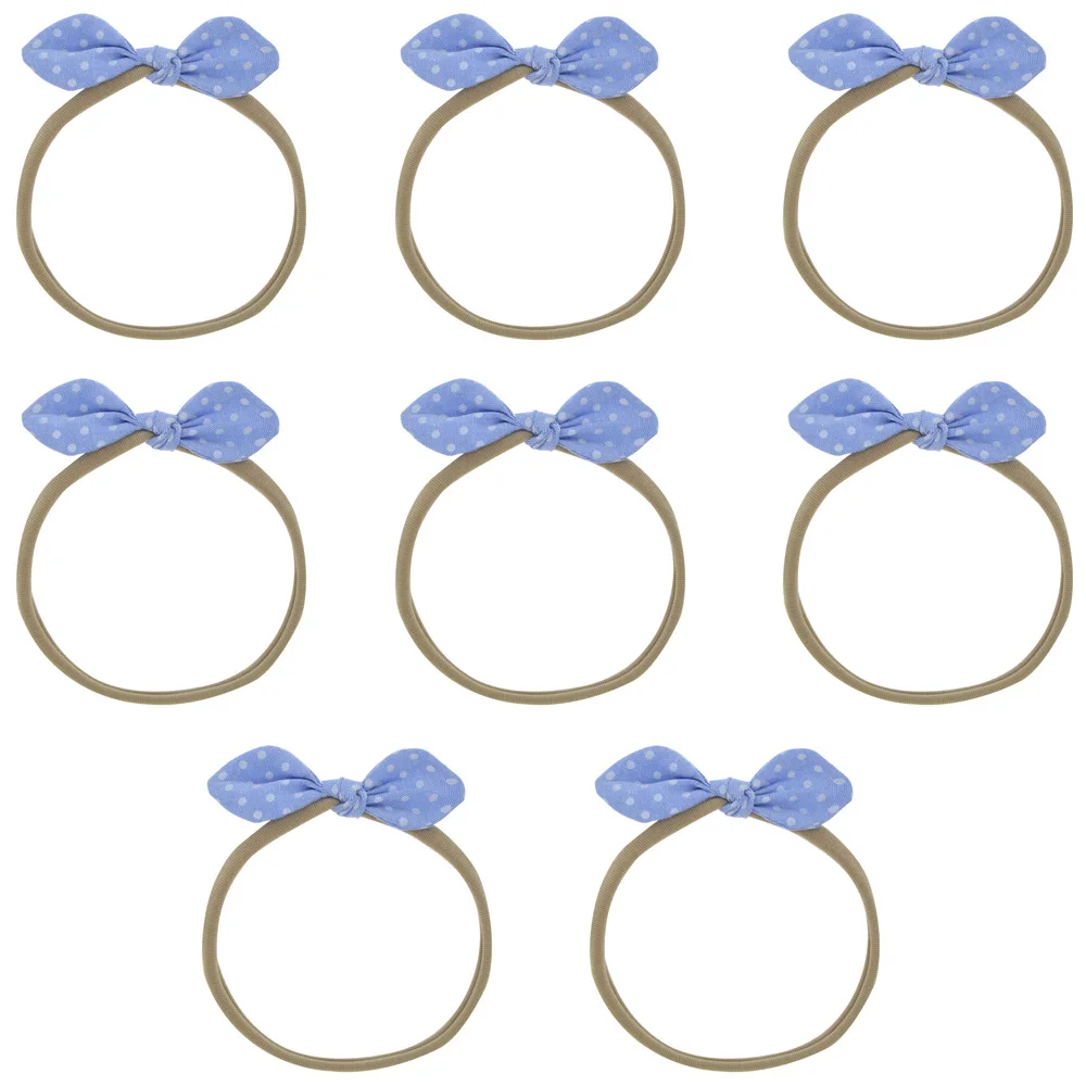 Dots-Blue-8 PCS 8 шт. Детские Полосатые повязки для волос в горошек с бантом, милые повязки для волос, головные уборы для детей HATWO1030 - Цвет: Dots-Blue-8 PCS