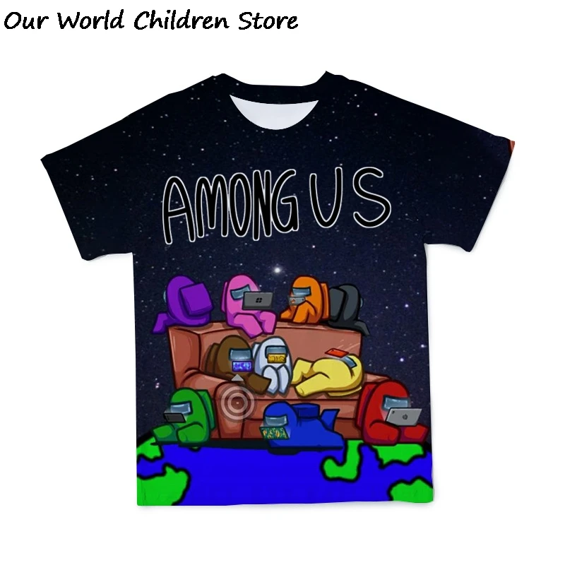 T-Shirt Graphic Amoung Us Impostor Short-Sleeve Unisex Clothing Printed Kids Boys Cartoon