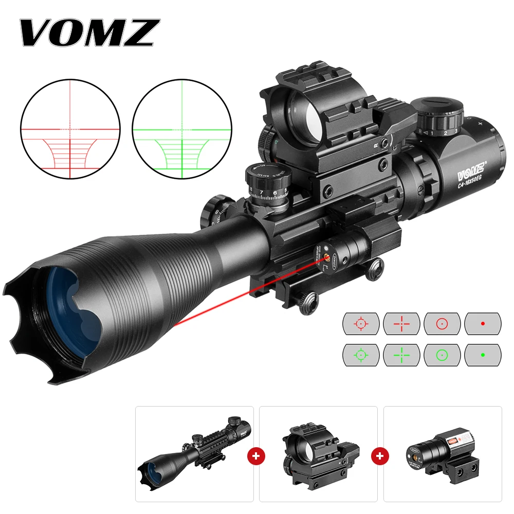 4-16x50 EG Tactical Optical Rifle Scope Holographic 4 Reflex Sight Red Dot With Laser Combo Hunting Air Guns